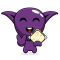 Purple goblin holding a sandwich