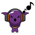 Purple goblin listening to music