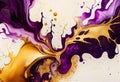 Purple gold abstract background of marble watercolor AI generated