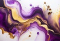Purple gold abstract background of marble watercolor AI generated