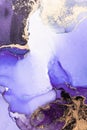 Purple gold abstract background of marble liquid ink art painting on paper .