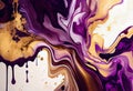 Purple gold abstract background of marble watercolor AI generated