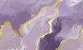 Purple and gold pastel marbled background. Amethyst gemstone luxury texture.