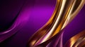 Purple and gold silk texture background. Abstract textile elegant luxury violet and golden banner. Satin wavy backdrop Royalty Free Stock Photo