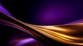 Purple and gold silk texture background. Abstract textile elegant luxury violet and golden banner. Satin wavy backdrop