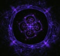 Purple gractal circle sphere. Fantasy fractal texture. Digital art. 3D rendering. Computer generated image. Royalty Free Stock Photo