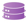Purple gradient database server icon graphic for data storage and network technology Royalty Free Stock Photo
