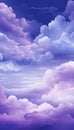 Purple gradient mystical moonlight sky with clouds, atmospheric background for phone