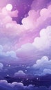 Purple gradient mystical moonlight sky with clouds, background for phone screens and wallpaper