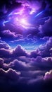 Purple gradient mystical moonlight sky with clouds, dreamy background for mobile phone