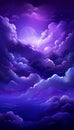 Purple gradient mystical moonlight sky with clouds, perfect background for phone screen