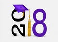 Purple graduation hat for 2018 Royalty Free Stock Photo