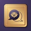 Purple Grandfather icon isolated on purple background. Gold square button. Vector