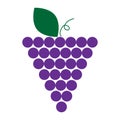 Purple grape icon. Round shapes. Minimal style. Fruit logo. Vine symbol. Flat design. Vector illustration. Stock image. Royalty Free Stock Photo