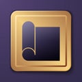 Purple Graphing paper for engineering icon isolated on purple background. Gold square button. Vector Illustration