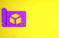 Purple Graphing paper for engineering icon isolated on yellow background. Minimalism concept. 3D render illustration