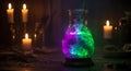 Purple and Green Glowing Potion Royalty Free Stock Photo