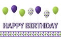 Purple, Green and Polka Dotted Happy Birthday and Balloons