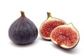 Purple group of figs isolated on white