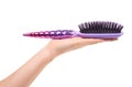 Purple hairbrush, hair care and beauty Royalty Free Stock Photo