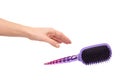 Purple hairbrush, hair care and beauty Royalty Free Stock Photo