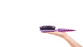 Purple hairbrush, hair care and beauty Royalty Free Stock Photo