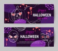 Purple Halloween holiday banner design
