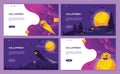 Purple halloween night scene with pumpkin and moon. landing page website design template, background and banner. Royalty Free Stock Photo