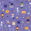 Purple halloween seamless super pattern