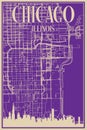 Road network poster of the downtown CHICAGO, ILLINOIS Royalty Free Stock Photo