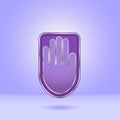 Purple hand icon with metal edging