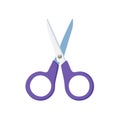 Purple handled scissors with silver blades cutting tool arts and crafts illustration Royalty Free Stock Photo