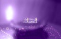 Purple happy diwali greeting with blurred diya