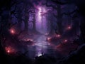 Purple haunted twilight fairy forest