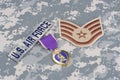 Purple Heart award on US AIR FORCE uniform