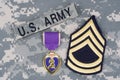 Purple Heart award on US ARMY uniform
