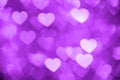 Purple heart bokeh background photo, abstract holiday backdrop