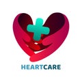 Purple heart care logo symbol.