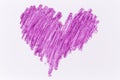 Purple heart crayon draw Royalty Free Stock Photo