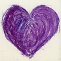 Purple Heart Drawn With Oil Pastels On Paper Royalty Free Stock Photo