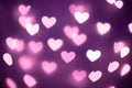 Purple hearts bokeh background. Valentines Day concept. Romantic texture Royalty Free Stock Photo