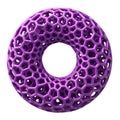 Purple Hexagonal Lattice Torus on White Background Royalty Free Stock Photo