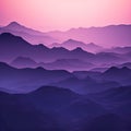 purple hills in the distance with a pink sky at sunset Royalty Free Stock Photo