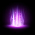 Purple hologram or podium projector, teleport, ray