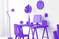 Purple home office interior Royalty Free Stock Photo