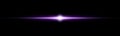 Purple horizontal laser beam. Light lensflare. Violet glow flare light effect. Vector illustration. Isolated on dark Royalty Free Stock Photo