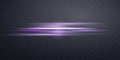 Purple horizontal lensflare. Sun flash with rays or gold spotlight and bokeh. Purple glow flare light effect. Vector Royalty Free Stock Photo