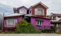 Purple house in Chiloe, Chile. Royalty Free Stock Photo