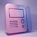 Purple House intercom system icon isolated on purple background. Minimalism concept. 3D render illustration Royalty Free Stock Photo