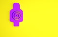 Purple Human target sport for shooting icon isolated on yellow background. Clean target with numbers for shooting range Royalty Free Stock Photo